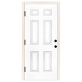 30 in. x 80 in. Premium 6-Panel Primed White Steel Prehung Front Door Left-Hand Outswing and 4 in. Wall - Super Arbor