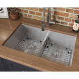 32 in. Low-Divide Double Bowl 50/50 Undermount 16-Gauge Stainless Steel Kitchen Sink - Super Arbor