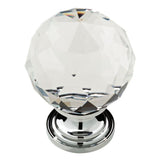 1-3/16 in. (30mm) Chrome and Clear Faceted Glass Cabinet Knob