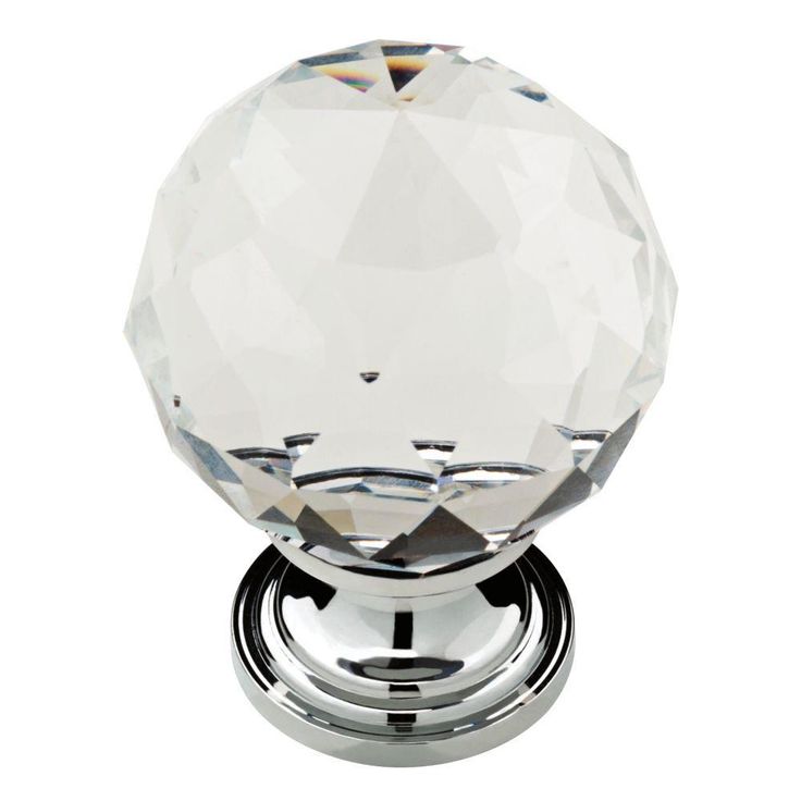 1-3/16 in. (30mm) Chrome and Clear Faceted Glass Cabinet Knob