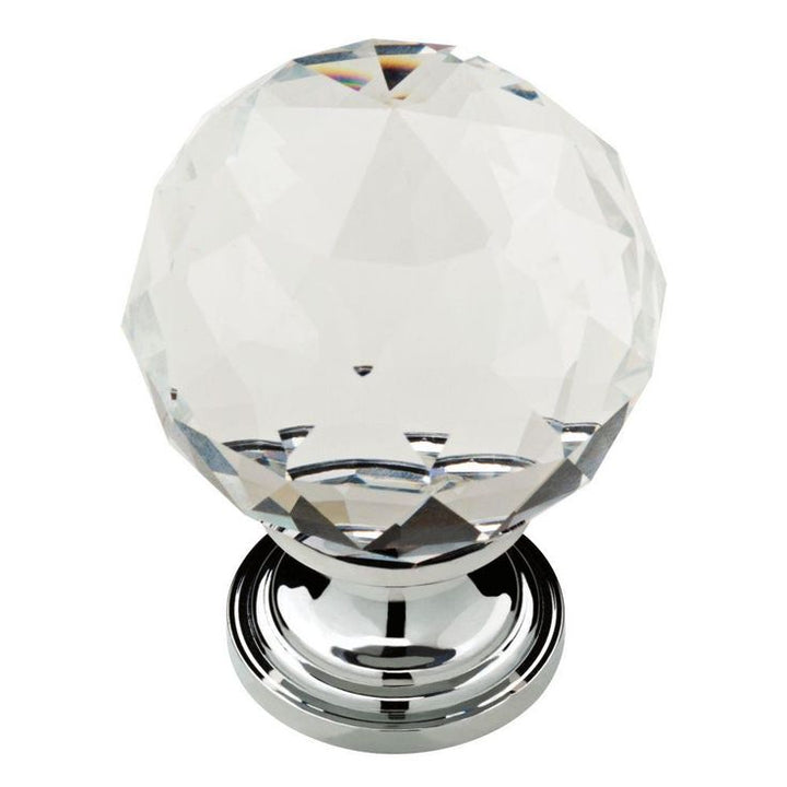 1-3/16 in. (30mm) Chrome and Clear Faceted Glass Cabinet Knob