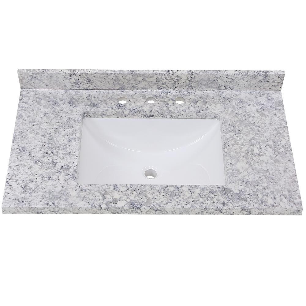 37 in. W x 22 in. D Stone Effects Vanity Top in Cold Fusion with White Sink - Super Arbor