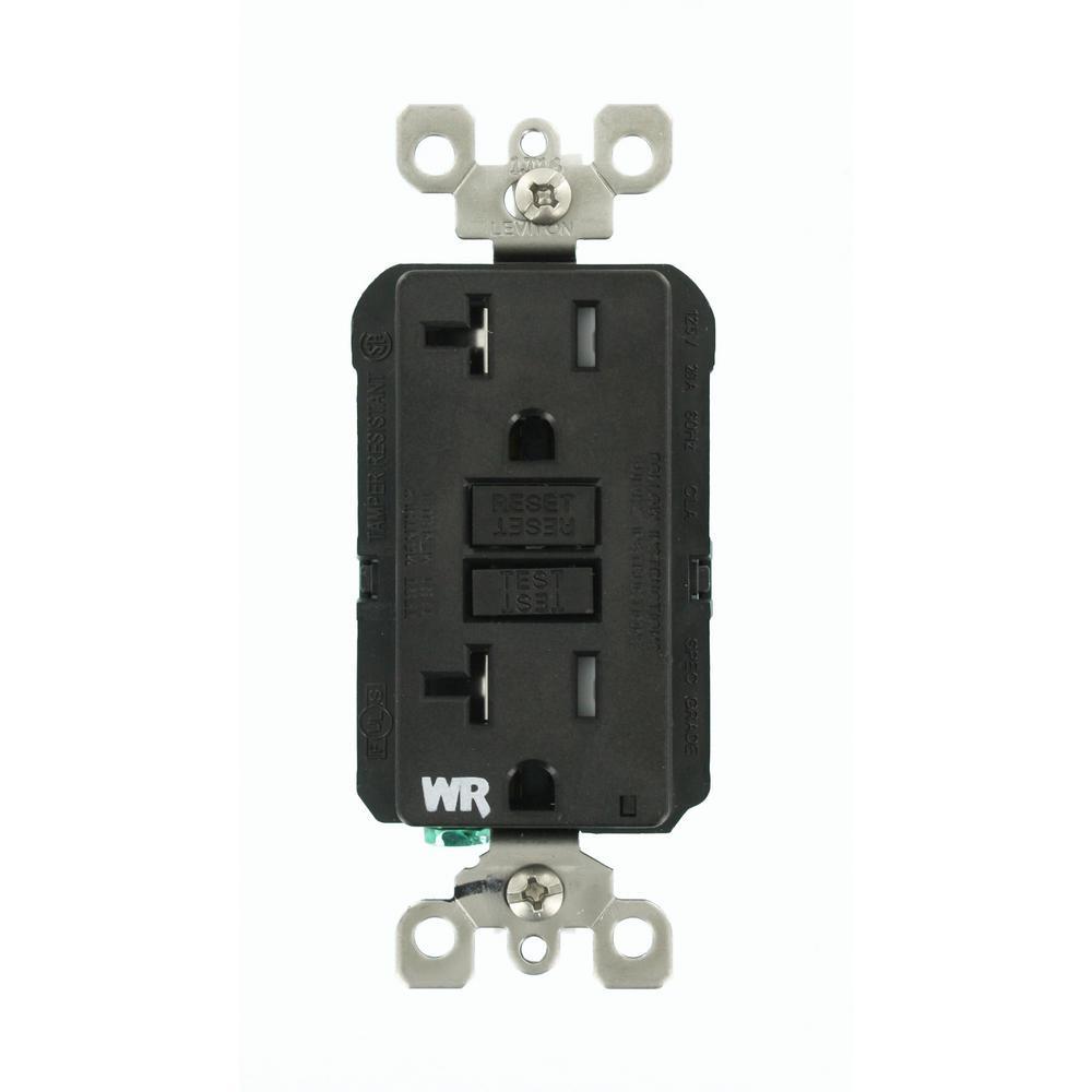 20 Amp SmartlockPro Weather/Tamper Resistant GFCI Duplex Outlet, Gray - Super Arbor