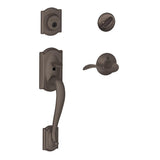 Camelot Aged Bronze Single Cylinder Deadbolt with Accent Lever Door Handleset - Super Arbor