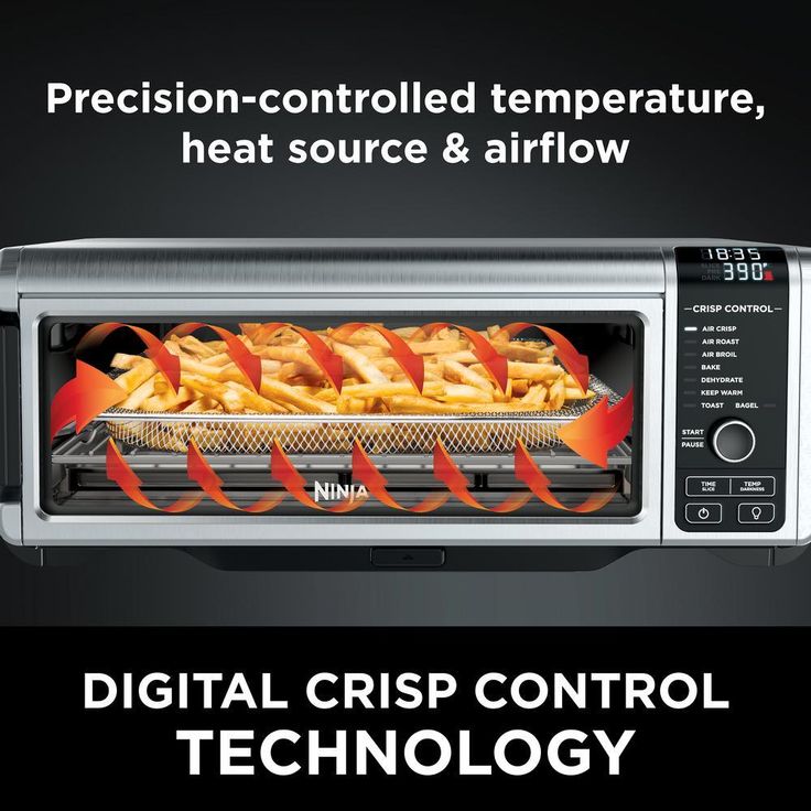 Stainless Steel Foodi Digital Air Fry Oven, Convection Oven, Toaster, Air Fryer, Flip-Away for Storage