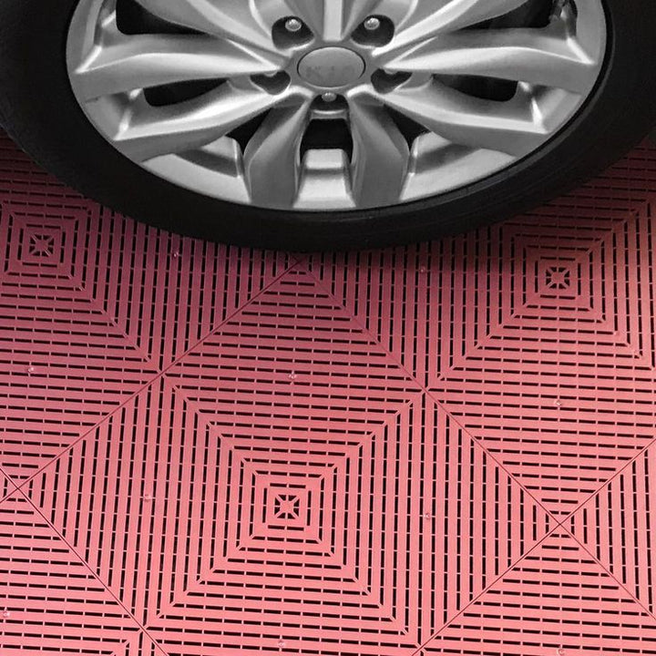 Swisstrax 15.75 in. x 15.75 in. Red Ribtrax Smooth ECO Flooring (6-Tile/pack) (10 sq. ft.)