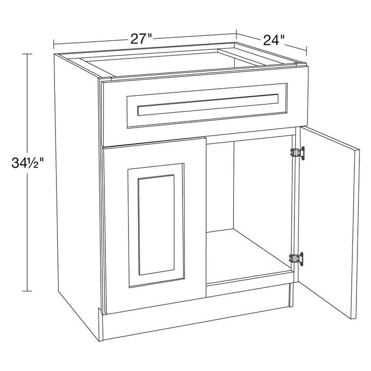 Home Decorators Collection Grayson 27 in. W x 24 in. D x 34.5 in. H Assembled Plywood Sink Base Kitchen Cabinet in Deep Onyx with Soft Close