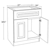 Home Decorators Collection Grayson 27 in. W x 24 in. D x 34.5 in. H Assembled Plywood Sink Base Kitchen Cabinet in Deep Onyx with Soft Close