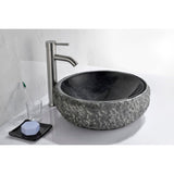 ANZZI Grahame Natural Stone Bathroom Vessel Sink, Mandy Black, 16.5 in. Dia x 5.5 in.