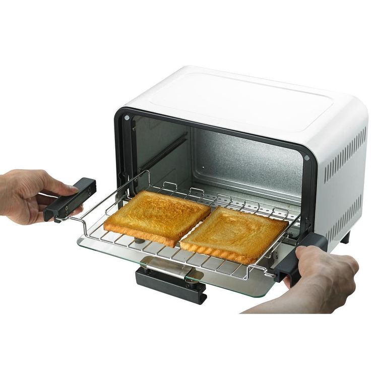 Easy Grasp 800 W 2-Slice White Countertop Toaster Oven with Built-In Timer