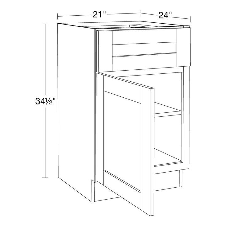 Home Decorators Collection Washington 21 in. W x 24 in. D x 34.5 in. H Assembled Plywood Base Kitchen Cabinet in Onyx with Soft Close Door LH