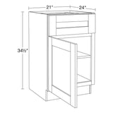 Home Decorators Collection Washington 21 in. W x 24 in. D x 34.5 in. H Assembled Plywood Base Kitchen Cabinet in Onyx with Soft Close Door LH