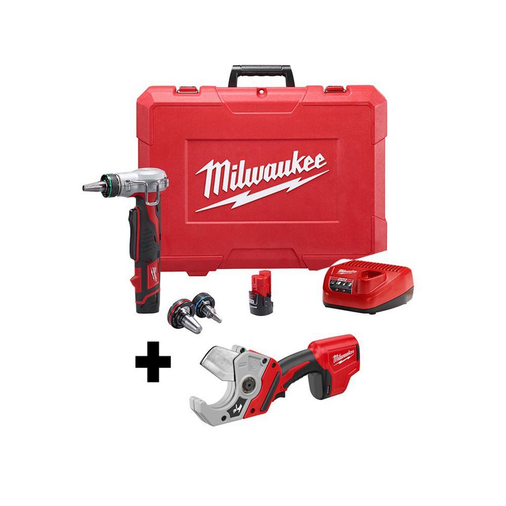 M12 12-Volt Lithium-Ion Cordless ProPEX Expansion Tool Kit W/ M12 PVC Pipe Shear - Super Arbor