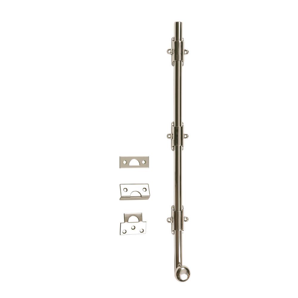18 in. Heavy-Duty Solid Brass Matte Black Surface Bolt with Round Knob - Super Arbor