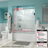Simplicity 60 x 58-3/4 in. Frameless Contemporary Sliding Bathtub Door in Nickel with Rain Glass - Super Arbor