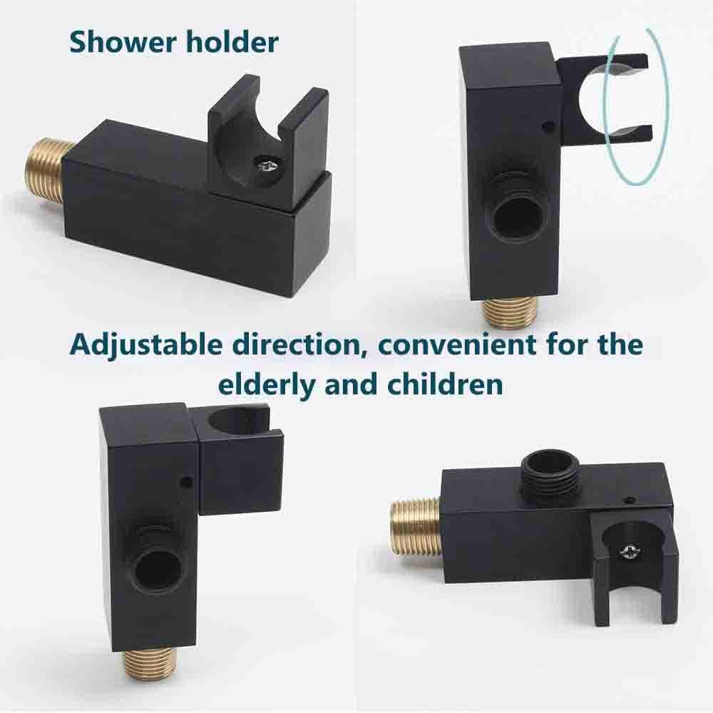 Shower System Wall Mounted with 12 in. Square Rainfall Shower head and Handheld Shower Head Set, Matte Black - Super Arbor