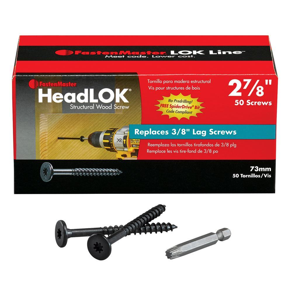 HeadLOK 3/16 in. 2-7/8 in. Star Drive, Flat Head Heavy Duty Wood Deck Screws (50-Pack) - Super Arbor