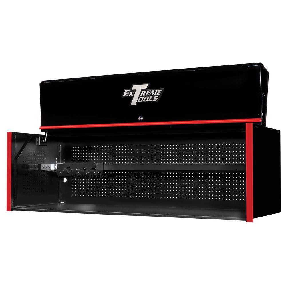 RX Professional 72 in. 0-Drawer Triple-Bank Extreme Power Workstation Hutch in Black with Red Trim - Super Arbor