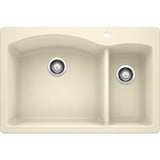 DIAMOND Dual Mount Granite Composite 33 in. 1-Hole 70/30 Double Bowl Kitchen Sink in White