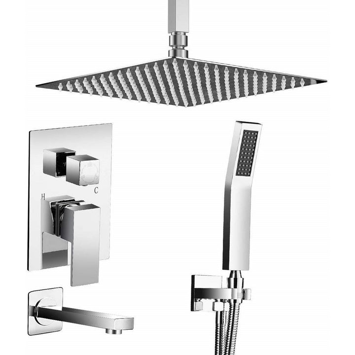 2-Handle 2-Spray Tub and Shower Faucet Handheld Shower Combo with 10 in. Rain Shower Head in Chrome (Valve Included) - Super Arbor