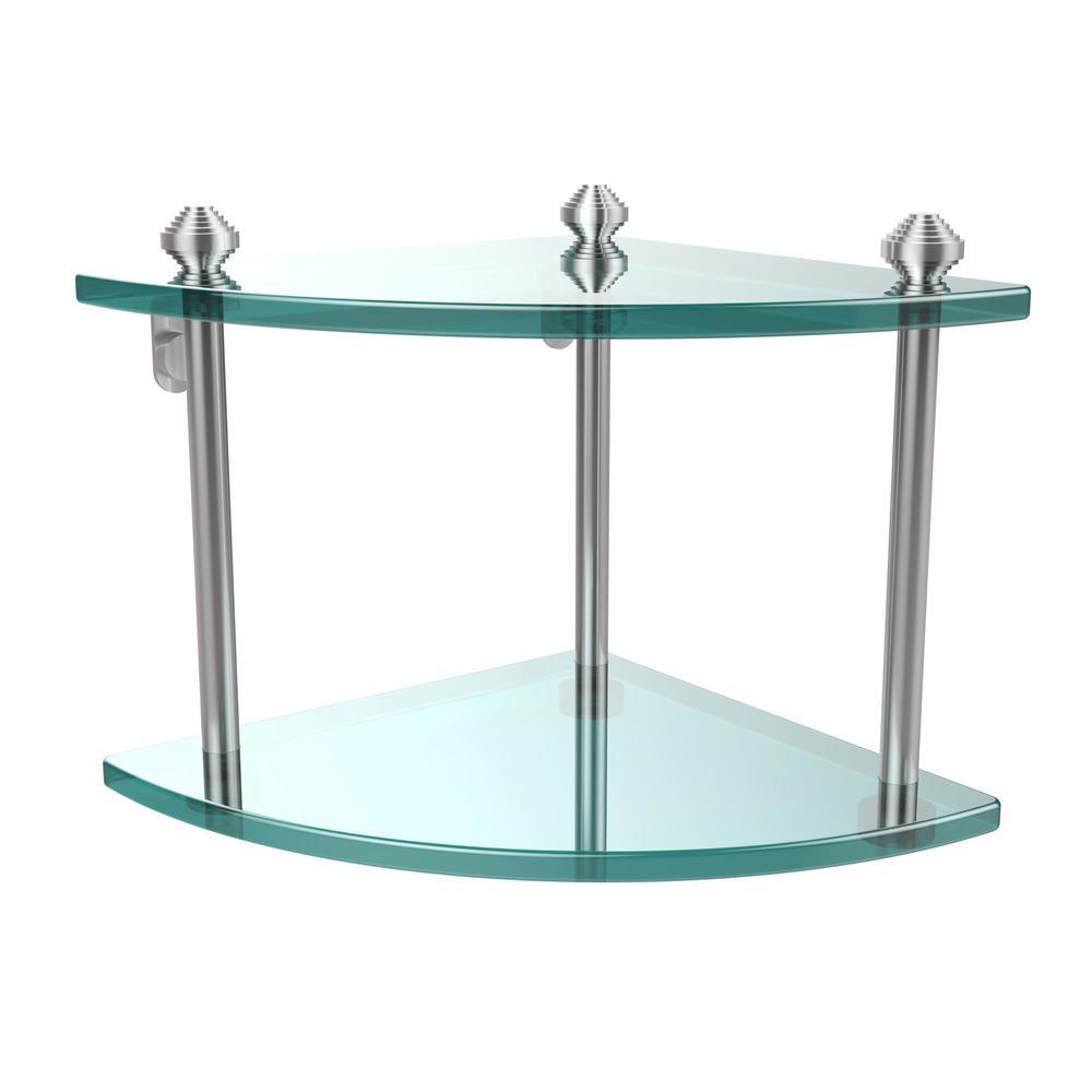Southbeach Collection 8 in. 2-Tier Corner Glass Shelf in Oil Rubbed Bronze - Super Arbor
