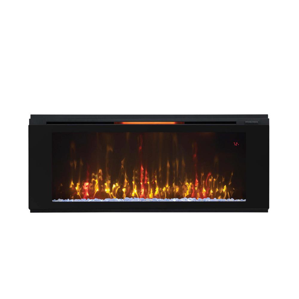 Helen 48 in. Wall-Mount Electric Fireplace in Black - Super Arbor