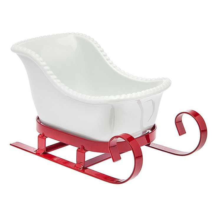 White Metal Santa Sleigh Candy Dish