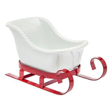 White Metal Santa Sleigh Candy Dish