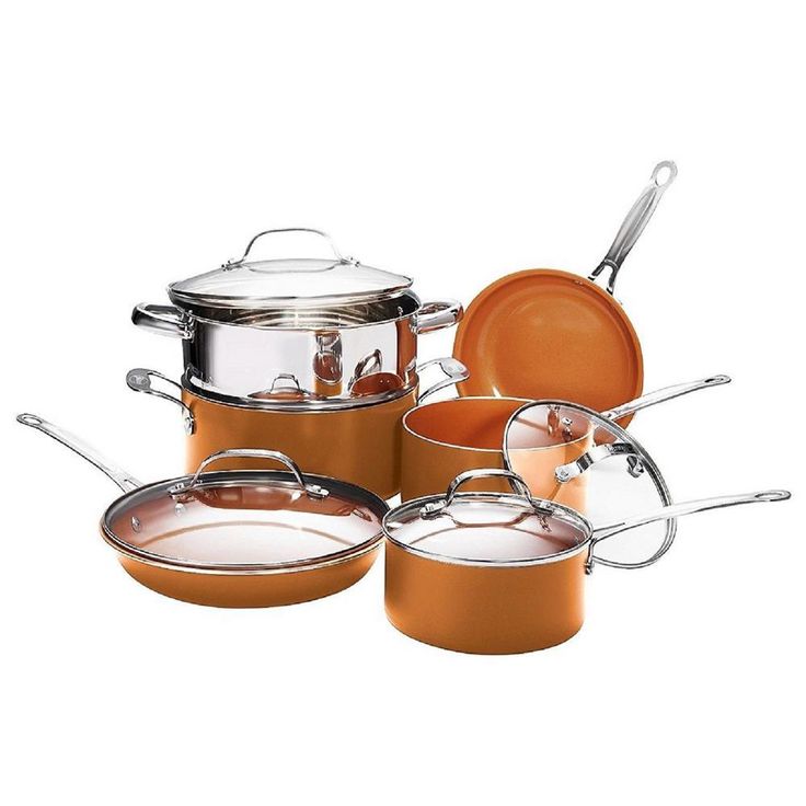 10-Piece Copper Non-Stick Ti-Ceramic Round Cookware Set with Lids