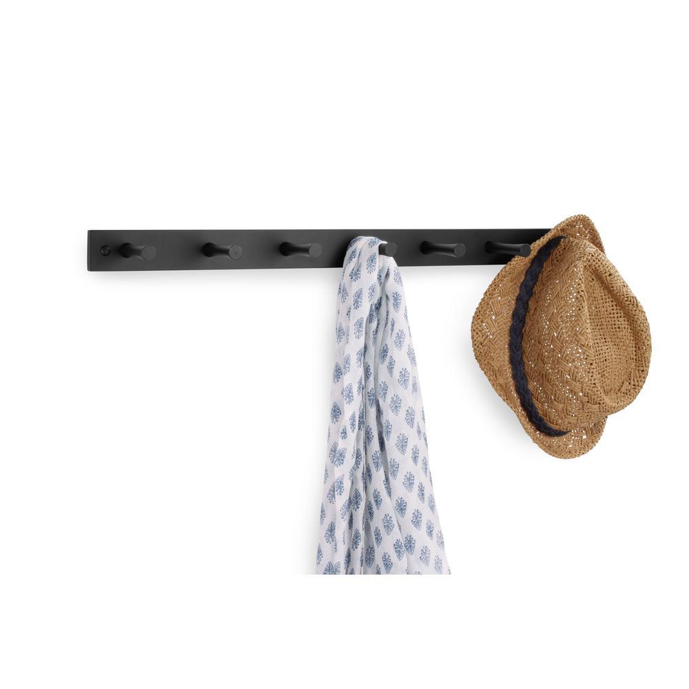 24 in. L Decorative White 7-Peg Wall Mount Wood Rack - Super Arbor