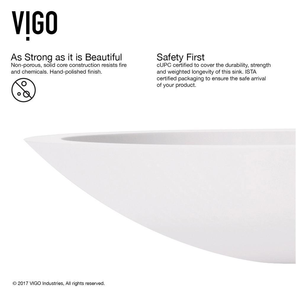 Wisteria Round Matte Stone Vessel Bathroom Sink in White with Seville Vessel Faucet in Brushed Nickel - Super Arbor