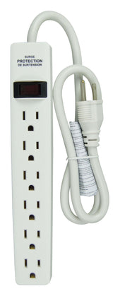 Hyper Tough 2 Pack 6-Outlet Surge Protector with 2.5 ft Cords 500-Joule, White