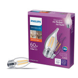 Philips 60-Watt Equivalent B11 Dimmable Edison Glass LED Candle Light Bulb Bent Tip Medium Base Soft White (2700K) (3-Pack)