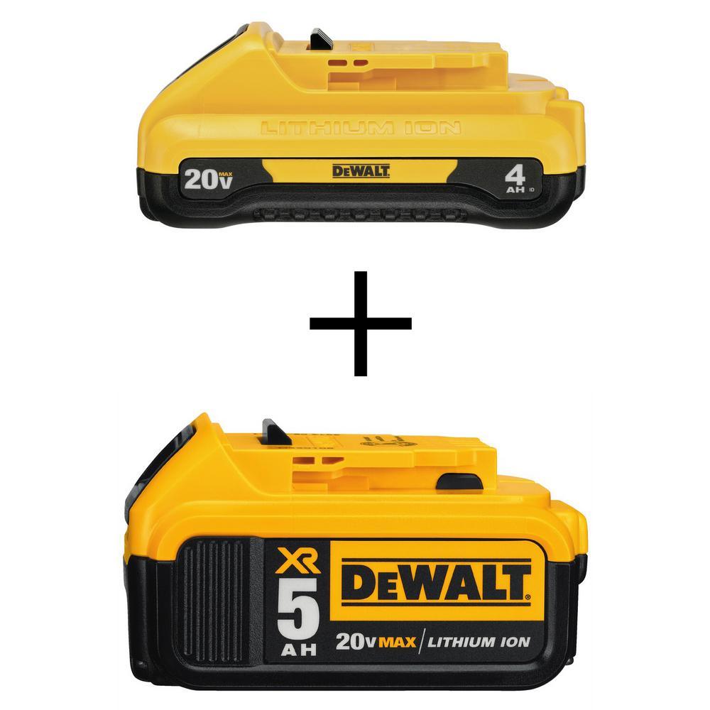 20-Volt MAX XR Lithium-Ion Premium (1) 4.0Ah Compact Battery with (1) 5.0Ah Battery - Super Arbor