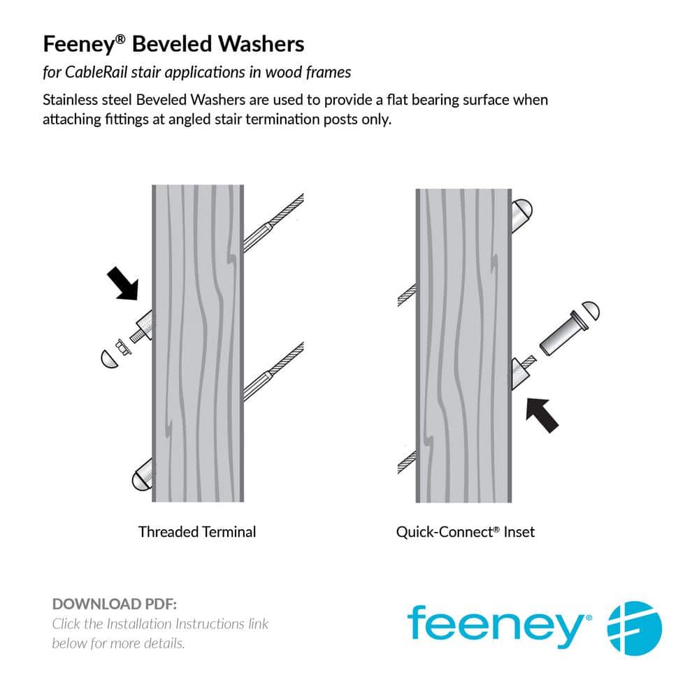 Feeney 9/32 in. I.D. Stainless Steel Bevel Washer for Terminal for Cable Railing System (4-Pack)