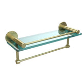 Fresno 16 in. L  x 5 in. H  x 5 in. W Clear Glass Bathroom Shelf with Vanity Rail and Towel Bar in Polished Chrome - Super Arbor