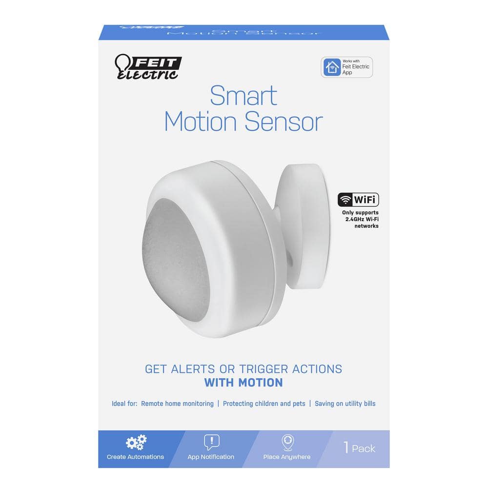 Feit Electric Rechargeable Battery-Powered Wi-Fi Smart Wireless Motion Sensor Alarm, Easy Setup - No Hub Required, White (12-Pack)