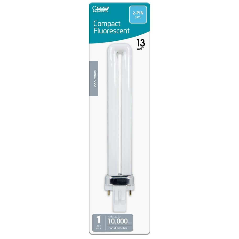 Feit Electric 13-Watt PL CFLNI Twin Tube, 2-Pin GX23 Base Compact Fluorescent Light Bulb, Cool White 4100K (1-Pack)