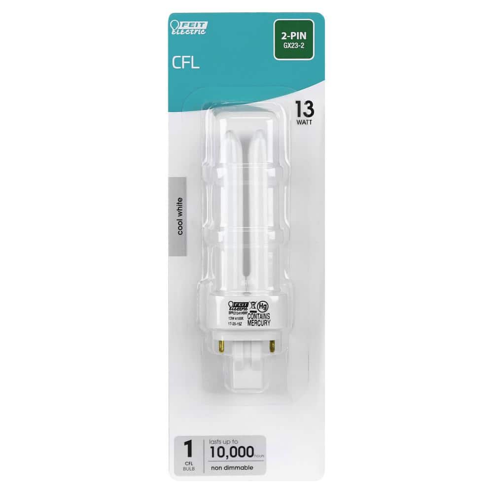 Feit Electric 13-Watt PL CFLNI Quad Tube, 2-Pin GX23-2 Base Compact Fluorescent Bulb, Cool White 4100K (1-Pack)