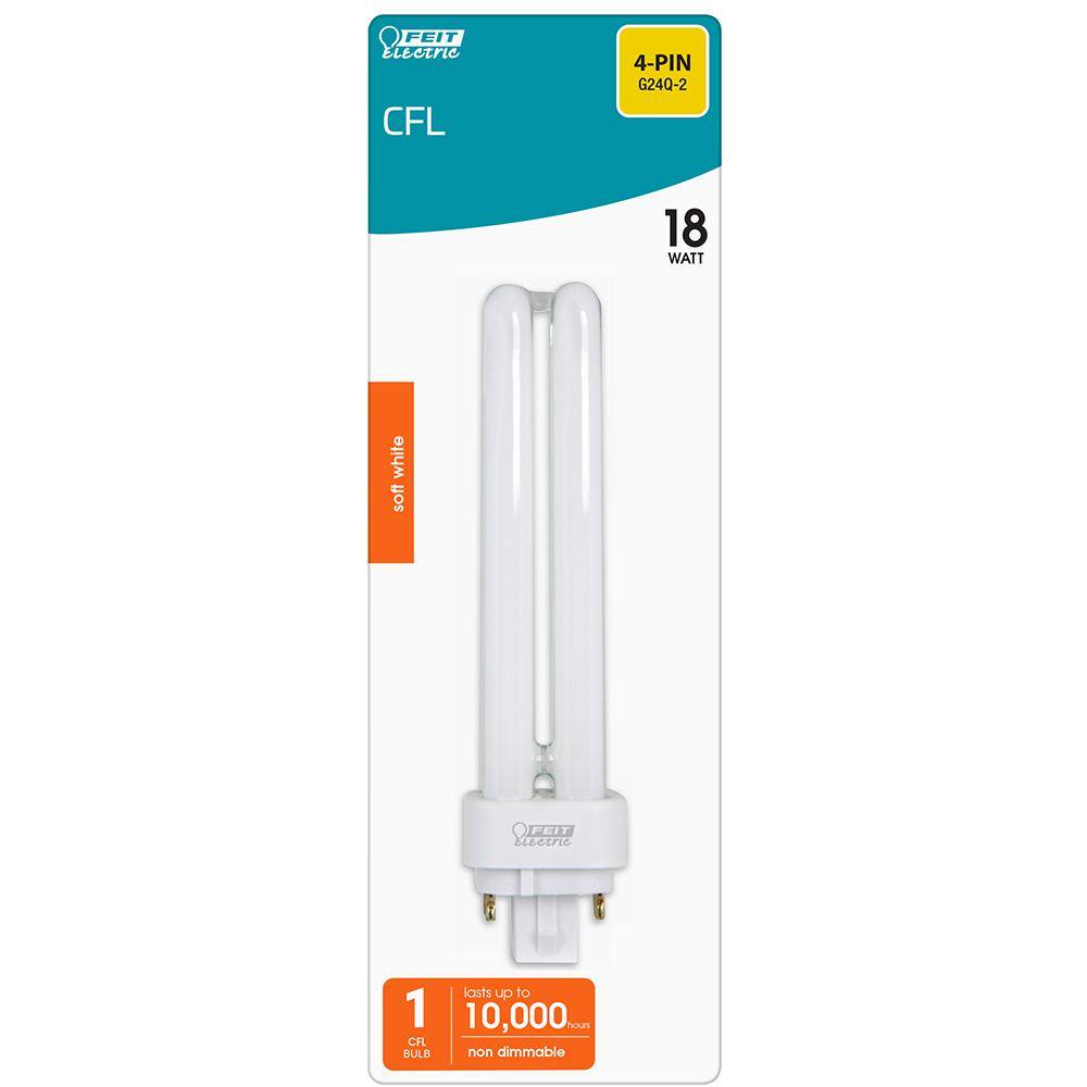 18W Equiv PL CFLNI Quad Tube 4-Pin Plug-in G24Q-2 Base Compact Fluorescent CFL Light Bulb, Soft White 2700K (6-Pack)