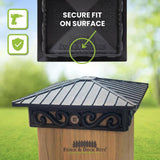 FENCE & DECK RITE Unique design post caps, fits standard 4x 4 posts. Reinforced black polypropylene. 30 pcs