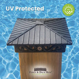 FENCE & DECK RITE Unique design post caps, fits standard 4x 4 posts. Reinforced black polypropylene. 30 pcs