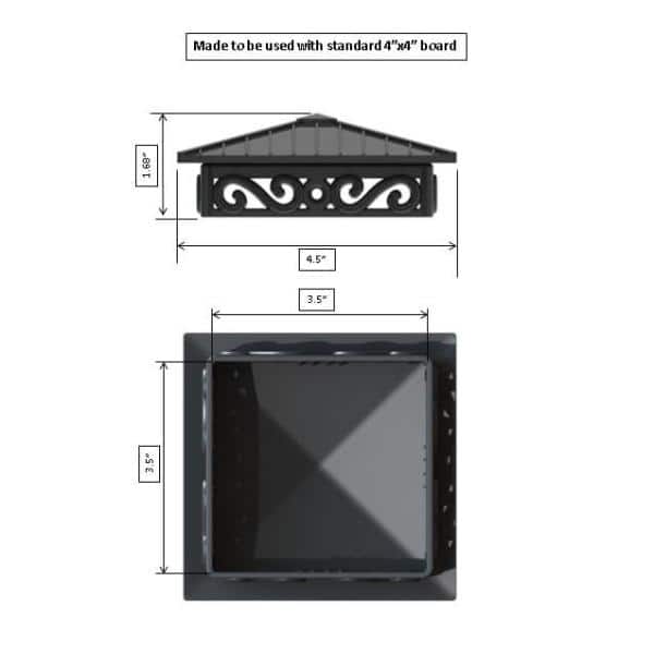 FENCE & DECK RITE Unique design post caps, fits standard 4x 4 posts. Reinforced black polypropylene. 30 pcs