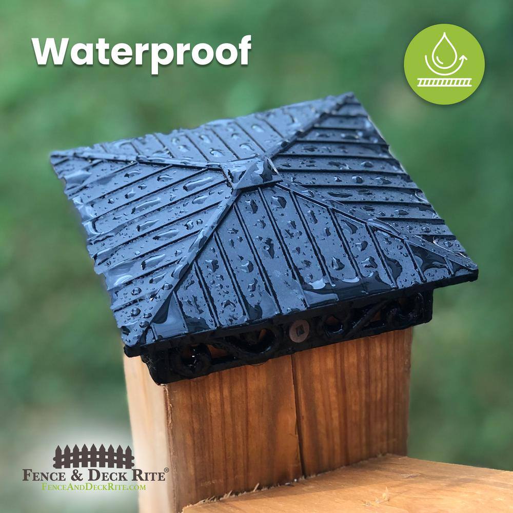 FENCE & DECK RITE Unique design post caps, fits standard 4x 4 posts. Reinforced black polypropylene. 30 pcs