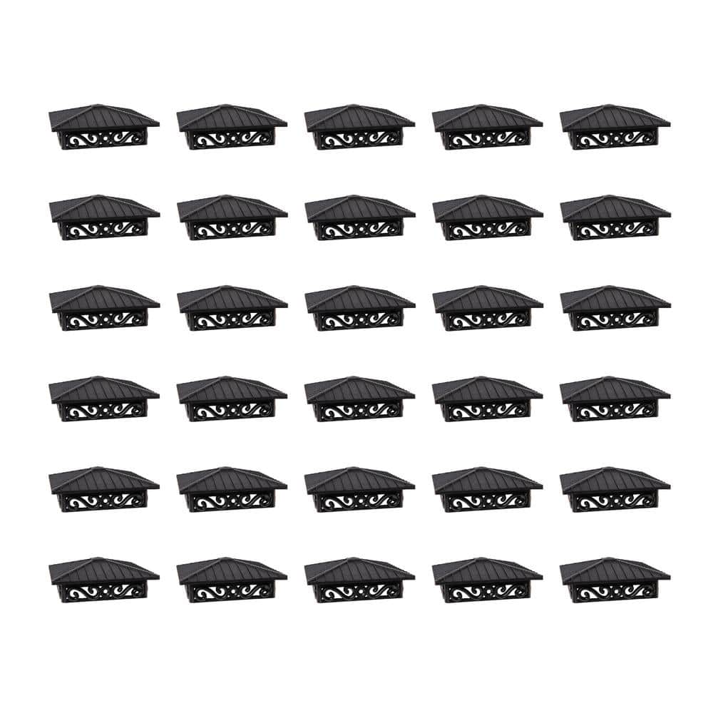 FENCE & DECK RITE Unique design post caps, fits standard 4x 4 posts. Reinforced black polypropylene. 30 pcs