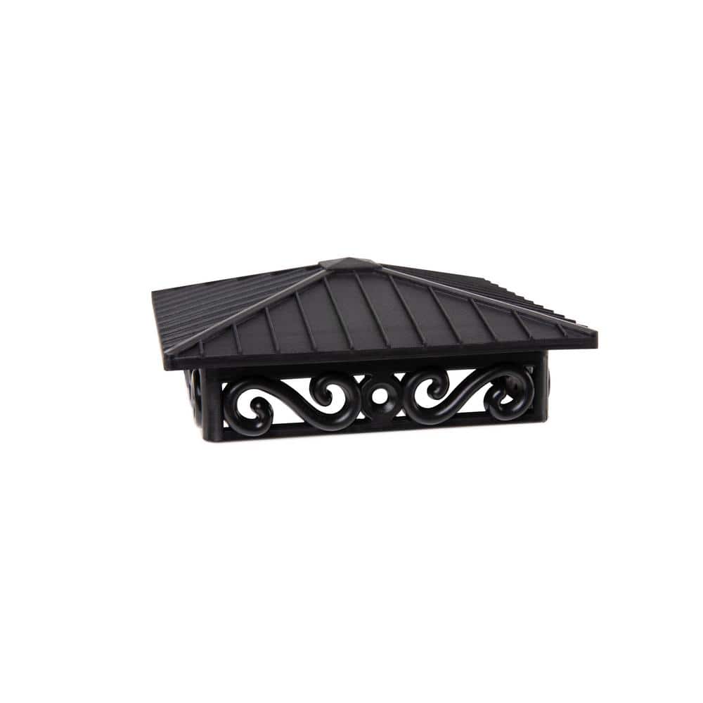 FENCE & DECK RITE Unique Design Post Caps Fits Standard 4 in. x 4 in. Posts Reinforced Black Polypropylene (4 Pieces)