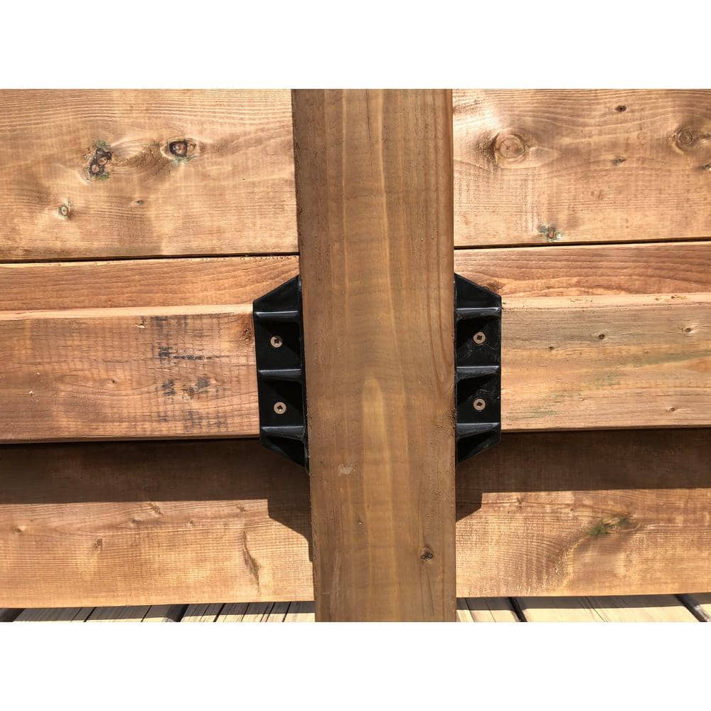 FENCE & DECK RITE 2 in. x 4 in. Privacy Fence/Wall Brackets Fits Standard Railings Reinforced Black Polypropylene (48-Piece)