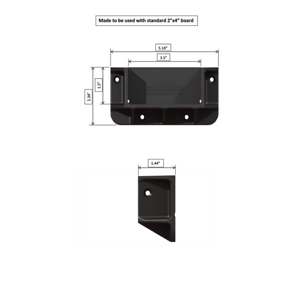 FENCE & DECK RITE 2 in. x 4 in. Privacy Fence/Wall Brackets Fits Standard Railings Reinforced Black Polypropylene (48-Piece)