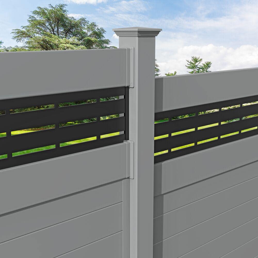 Woodgrain Gray Vinyl Fence Transition Fence Post Bracket