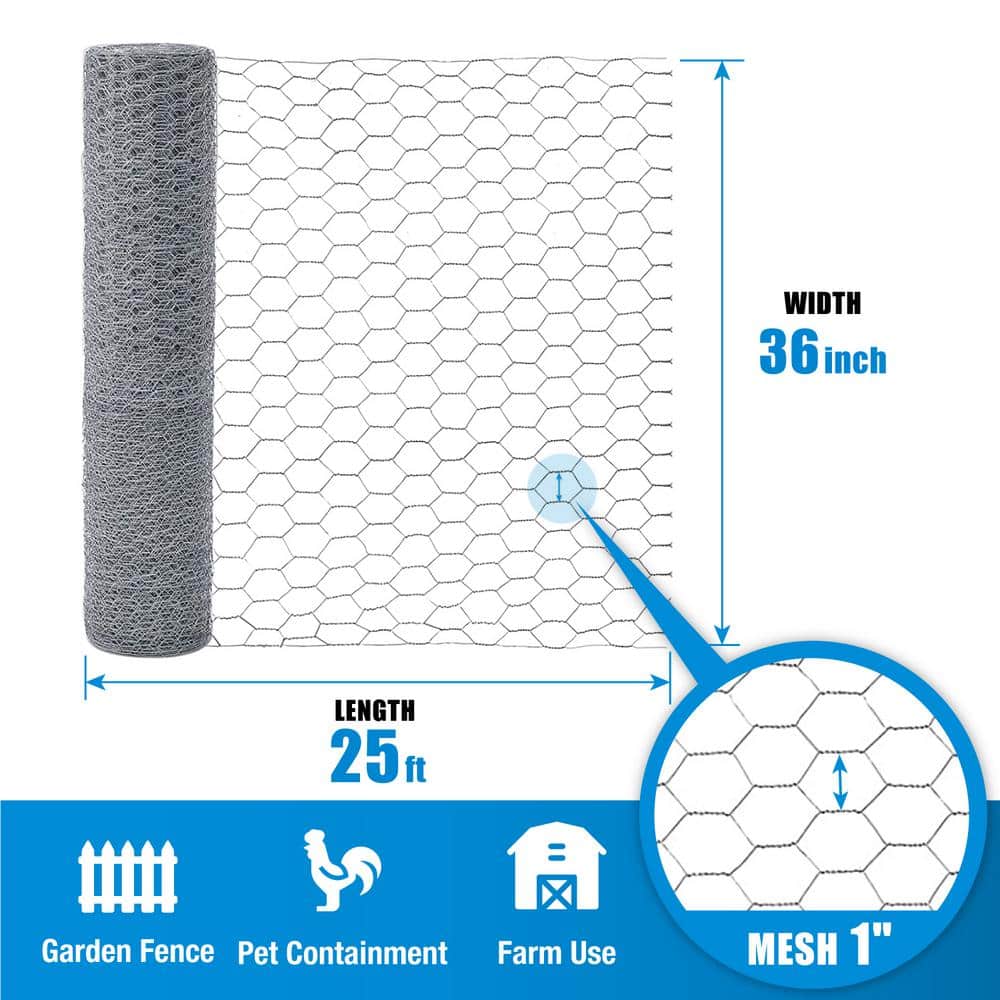Fencer Wire 3 ft. x 25 ft. 20-Gauge Poultry Netting with 1 in. Mesh